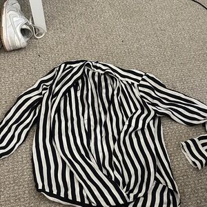 Zara Black and White Striped Women's Top